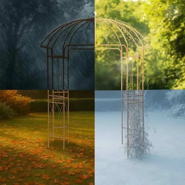 CLP Rosenbogen Pavillon Keira, wetterfester Metall-Rosenbogen als Rankhilfe, 270 cm hoch, pulverbeschichtet, dekorativer Hochzeitsbogen – Bild 3