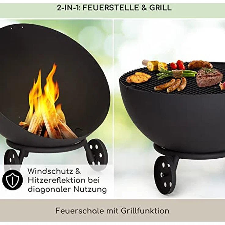 Blumfeldt Feuerschale, Outdoor Stahl-Feuerschale Groß für Balkon & Camping, Runde Feuerstelle mit Wetterfestem Design – Bild 2