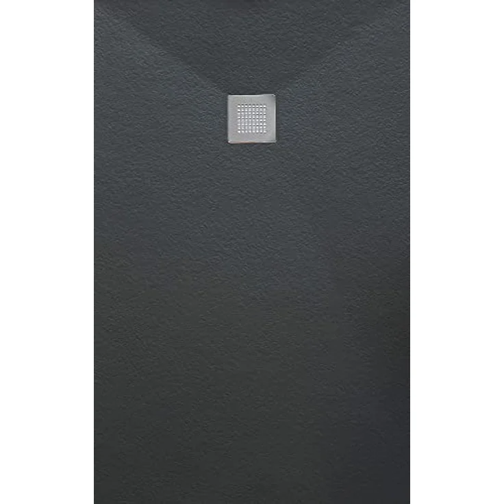 Veroni Duschwanne aus Kompositstein mit Schiefer-Muster flach (TxBxH) 120 x 90 x 3 cm Schwarz – Bild 2