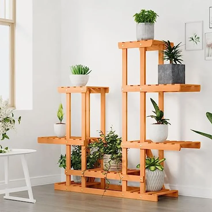 vidaXL Blumenständer 95x25x96 cm Massivholz Tanne - Robustes Pflanzenregal für Balkon und Terrasse – Bild 3