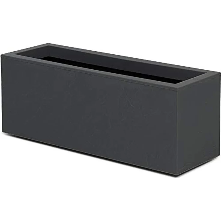 ONDIS24 Vulkan Pflanzkübel Balkonkasten mit Wasserspeicher, 25L Pflanzvolumen, rechteckig, Basaltfarbe für Balkon und Terrasse – Bild 1