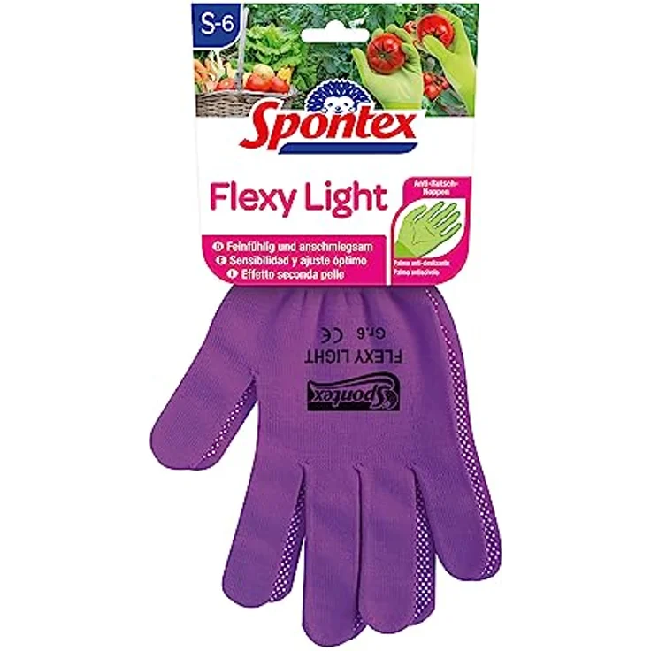 Spontex Flexy Light, flexible Damenhandschuhe für Garten- und Hobbyarbeiten, mit Anti-Rutsch-Noppen, aus Textilstrick, Größe S, 1 Paar – Bild 2
