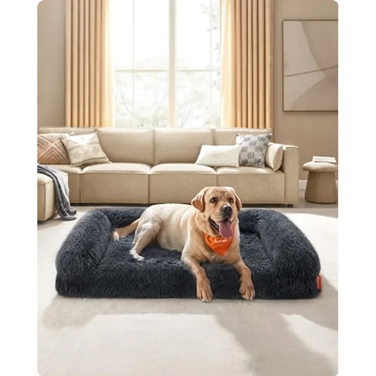 Feandrea FluffyHug Hundebett XXL, Noppenschaumstoff, abnehmbar & waschbar, 122 x 85 x 24 cm, dunkelgrau – Bild 2