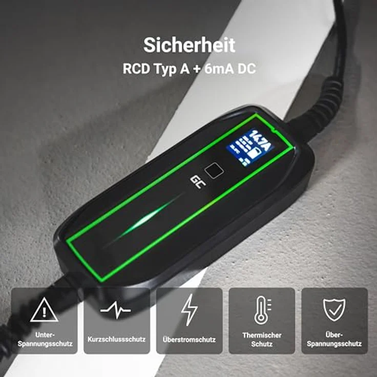 Green Cell GC EV16 PowerCable 3.6kW Schuko - Type 2 mobile charger (mobiles Ladegerät zum Laden von Elektroautos und Plug-In-Hybriden, für EV Tesla, und mehr) – Bild 5