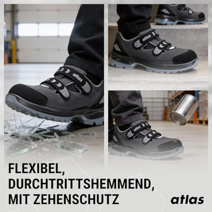 Atlas Schuhe Flash 1605 XP Arbeitsschuh, Alu-tec® Aluminiumkappe, XP® metallfreie Durchtritthemmung, schwarz/grau – Bild 5
