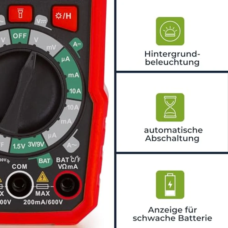 Velleman Digital-Multimeter DT-830B, mit Datenhaltefunktion, NCV, Temperaturmessung, 2000 Counts – Bild 4