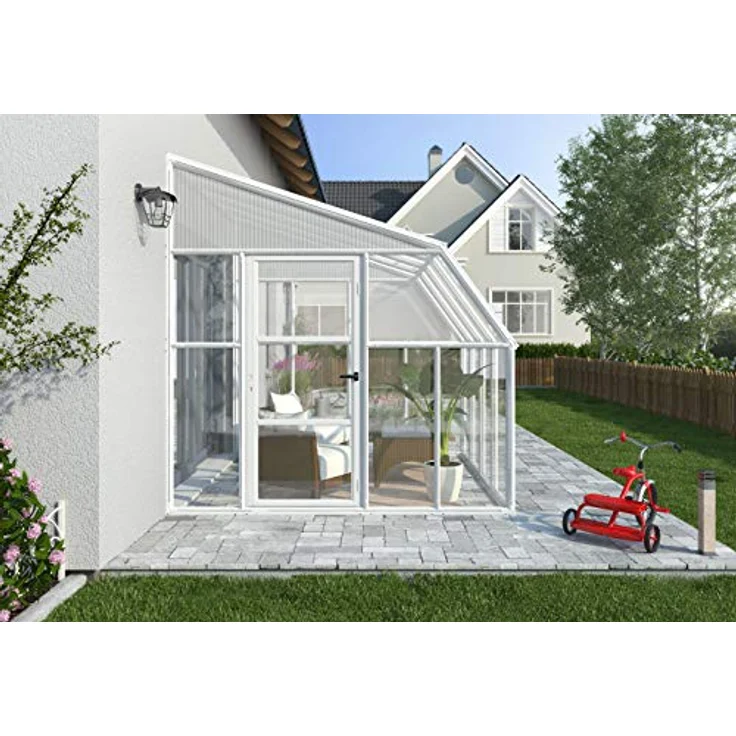Palram - Canopia Gewächshaus Sun Room, BxTxH: 257 x 260 x 266 cm, BxLxH: 58 x 120 x 266 cm, 3 mm Wandstärke, lebenslang widerstandsfähige Wandpaneele, Alu Wintergarten Polycarbonat 2.6x2.6m, weiß – Bild 5