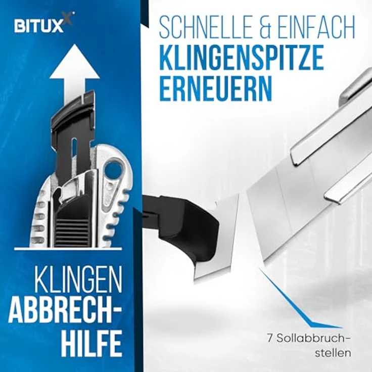 MS-Point Cuttermesser 18mm, Aluminium Teppich-/Kartonmesser inklusive 5 Abbrechklingen, 7 Segmente – Bild 5