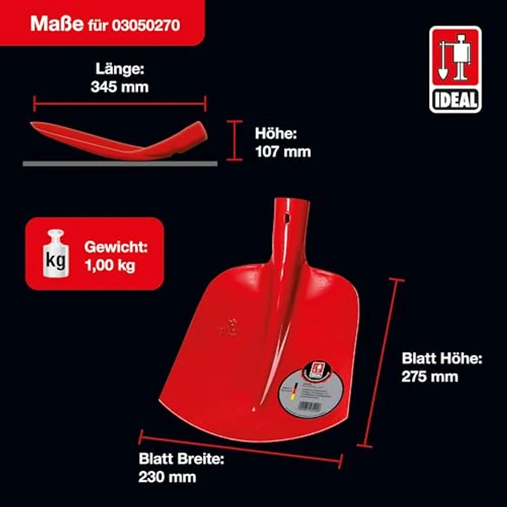 IDEAL Sandschaufel RUHR-BRILLIANT Holländer, rot, Gr. 0 mit Dülle 3/4 gehoben, gehärtet - pulverbeschichtet – Bild 3