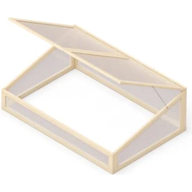 Upyard Greenhouse - Gewächshaus für Hochbeete mit verschließbarem Deckel - modernes Treibhaus aus Massivholz und UV-geschützem Polycarbonat, 120x80x40, Naturholz – Bild 1