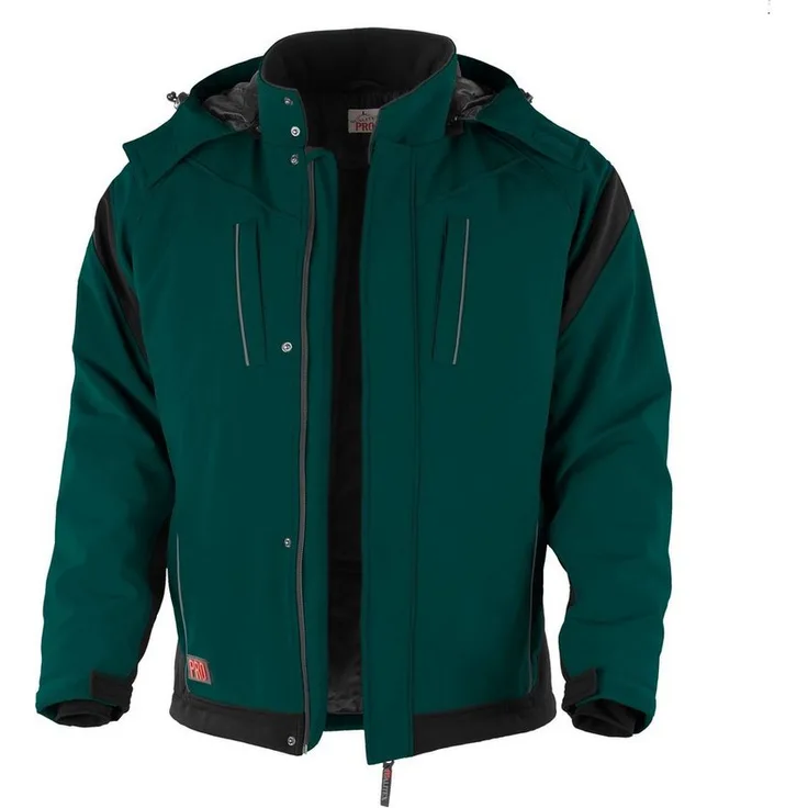 QUALITEX HIGH QUALITY WORKWEAR Softshelljacke wetterfeste Winterjacke mit Kapuze, 6 Taschen, wasserabweisend - Blickdicht - Strapazierfähig - Wärmend - Waschbar