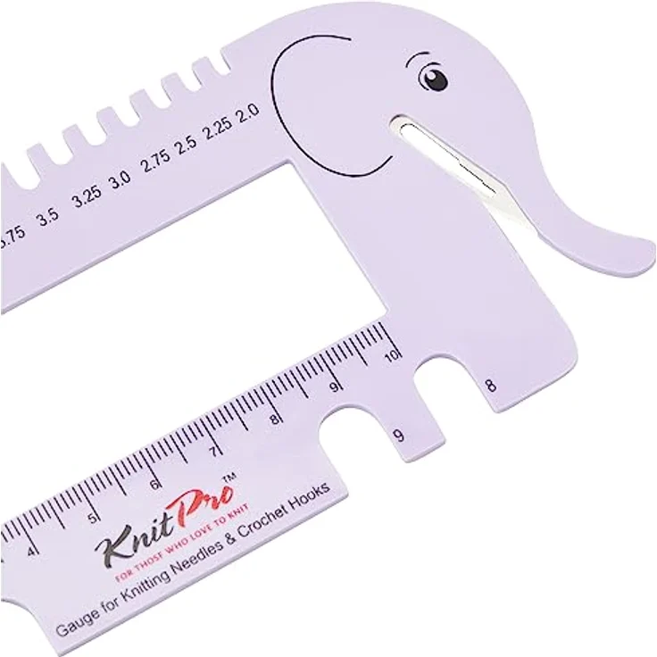 KnitPro 1099x Nadelmaß mit Garn Cutter und Lineal - Elefant lila,rosa 2,0 - 12mm : 10995 Lilac – Bild 3