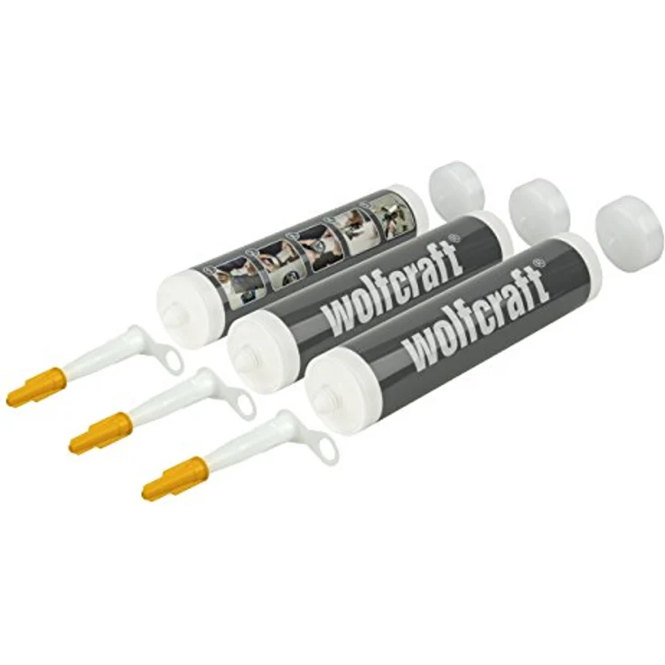 Wolfcraft 3 Leerkartuschen 310ml für GK-Spachtel, mit wiederverschließbarer Spitze, kompatibel mit allen wolfcraft-Kartuschenpressen – Bild 1