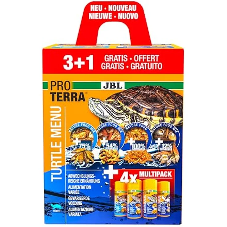 JBL Proterra Turtle MENU, Futtersortiment 250ml (3+1) für Wasser- und Sumpfschildkröten, 1000ml insgesamt – Bild 2