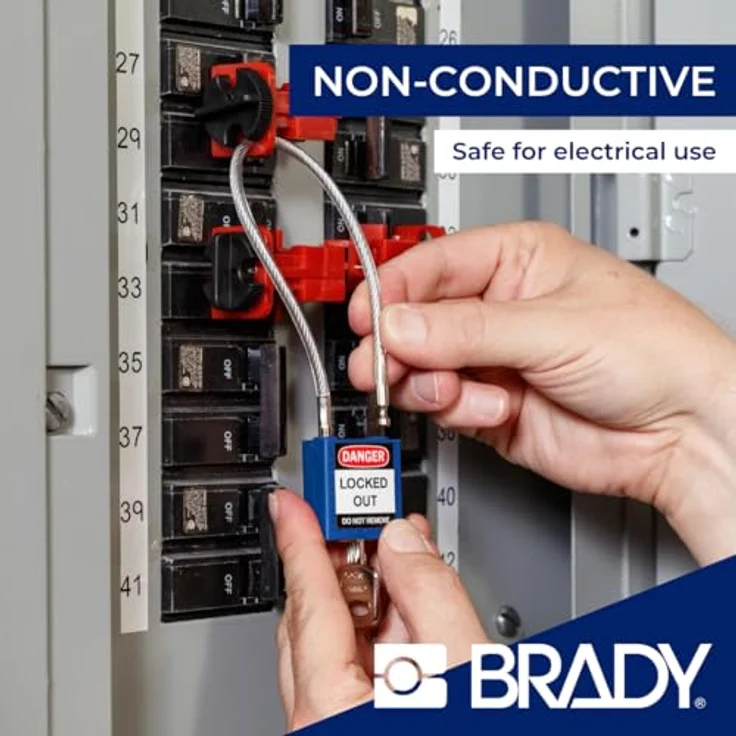 Brady Kompakte Kabel-Vorhängeschlöss 1 Stück - Wetterfest mit langer Bügel, Gleichschließend, Grün – Bild 4