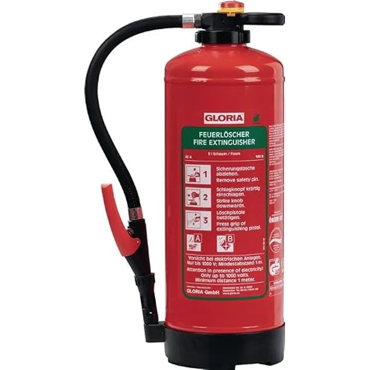 Gloria SKA+ 9 PRO, 9l Schaumfeuerlöscher – Fluorfrei für Brandklassen A, B – mit Wandhalterung und Prüfplakette – Bild 1