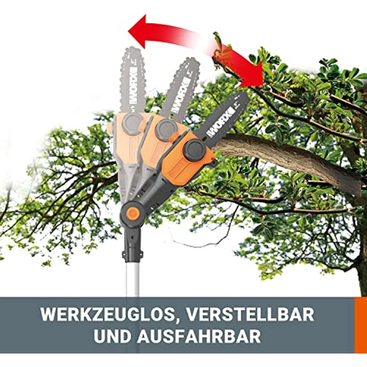 Worx 20V Akku Teleskop-Hochentaster WG349E.9-Ohne Akku & Ladegerät, Schwarz – Bild 2