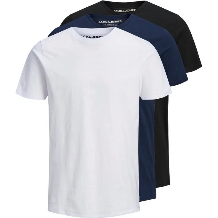 Jack & Jones Rundhalsshirt JJEORGANIC BASIC TEE SS O-NE 3PK MP NOOS (Packung, 3-tlg) in Weiß
