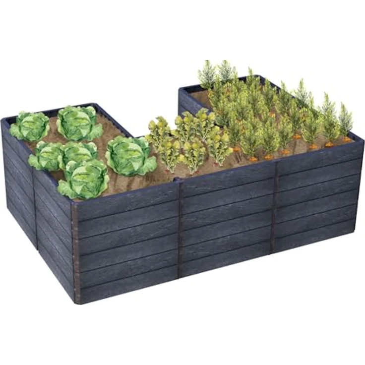 Garantia Ergo Quadro U L 75 Hochbeet Stone, inkl. Flora Wassersparsystem, 3D Stone Decor – Bild 3