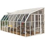 Palram - Canopia Gewächshaus Sun Room, BxTxH: 257 x 508 x 266 cm, BxLxH: 58 x 120 x 266 cm, 3 mm Wandstärke, lebenslang widerstandsfähige Wandpaneele, Alu Wintergarten Polycarbonat 5 x 2.6 m, Weiss