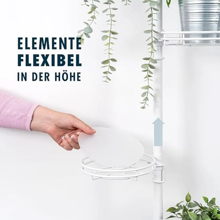 bremermann Zusatz-Pflanzenteller für Teleskop-Blumenregal 61078, weiß pulverbeschichtet, max. 2 kg Belastung, inkl. Kunststoffeinlage, 19 x 4,5 cm – Bild 6