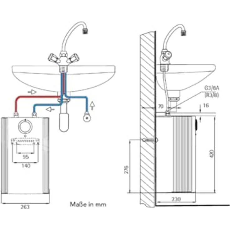 AEG HUZ 5 DropStop, druckloser Kleinspeicher Untertischboiler 5 Liter, stufenlose Temperatureinstellung 35-85 °C, 2 kW, Energiesparklasse A, mit ThermoStop und DropStop-Technologie – Bild 4