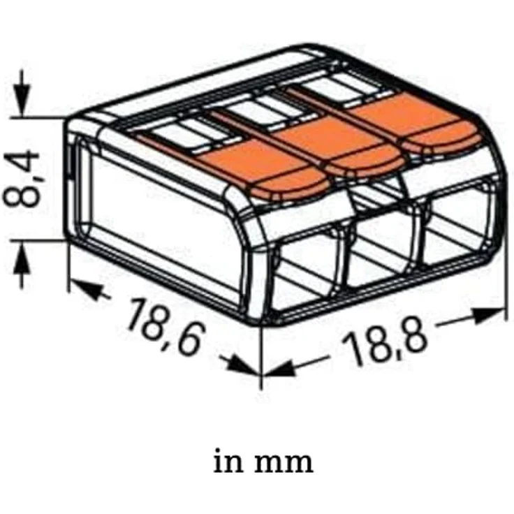Wago Compact Hebelklemme 221-413, 3 Leiter für 0,14 mm² - 4 mm², 50 Stk., transparent, werkzeugloses Klemmen – Bild 3