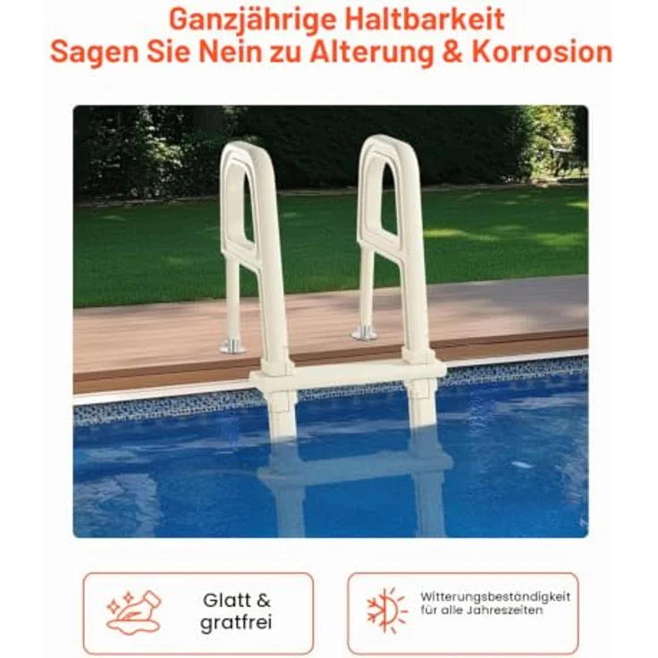 VEVOR Poolleiter U10, 5 Stufen, 75° Neigung, 136 kg Tragkraft, Milchweiß, für 122-137 cm große Einbau- und Aufstellbecken – Bild 5