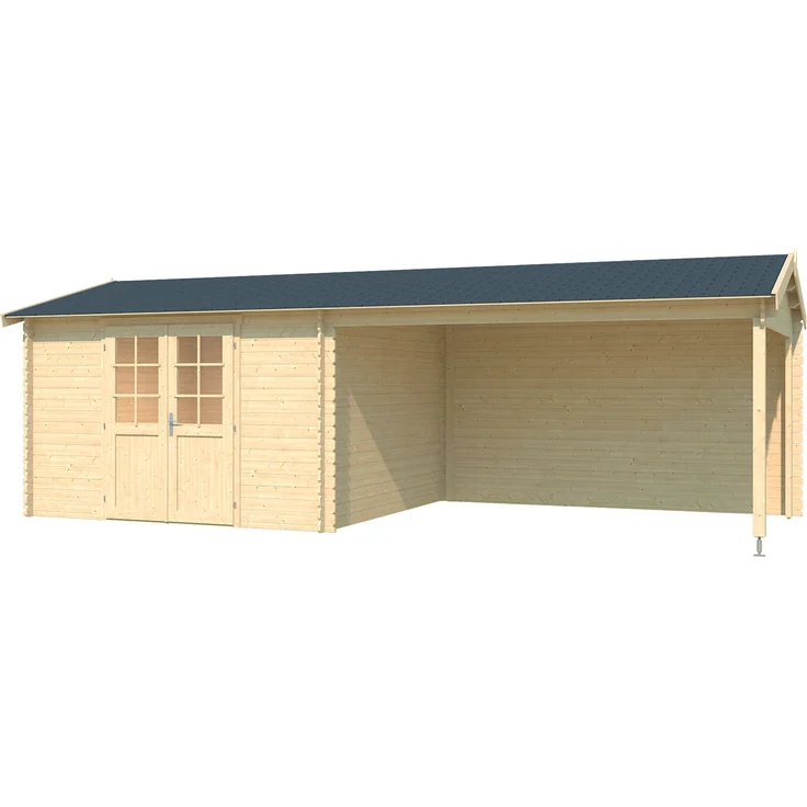 LASITA MAJA Gartenhaus Amarillo, Naturbelassen, BxT: 730x389 cm, (Set), mit Anbau
