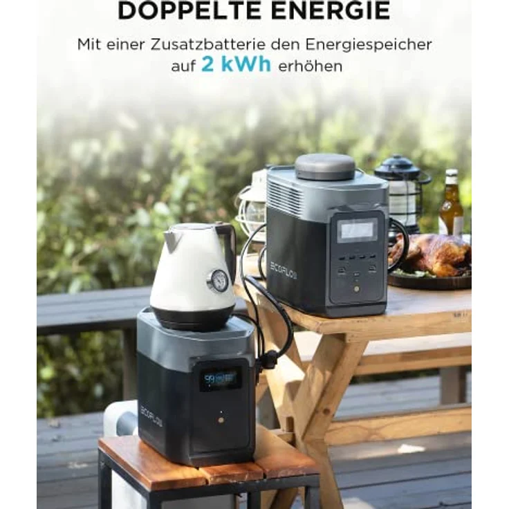 EcoFlow EF ECOFLOW Delta 2, erweiterbarer Zusatzakku 1024Wh mit Kapazitätserweiterung bis 6 kWh, 5 Jahre Garantie – Bild 2