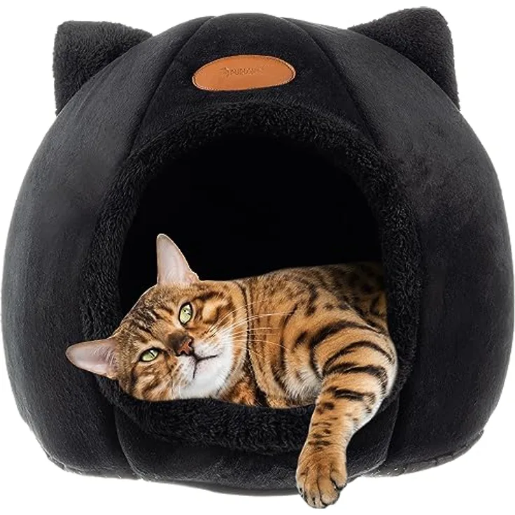 Purlov IZOXIS Katzenliege, Plüschbett mit rutschfester PVC-Unterseite, wasserdicht, für Katzen bis 6 kg