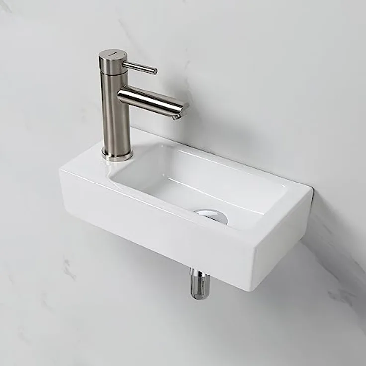 Ibergrif Hänge-Waschbecken, 29x20.5x9 CM, Einfache Reinigung und Installation, Geeignet für Badezimmer, Weiß, Keramikmaterial
