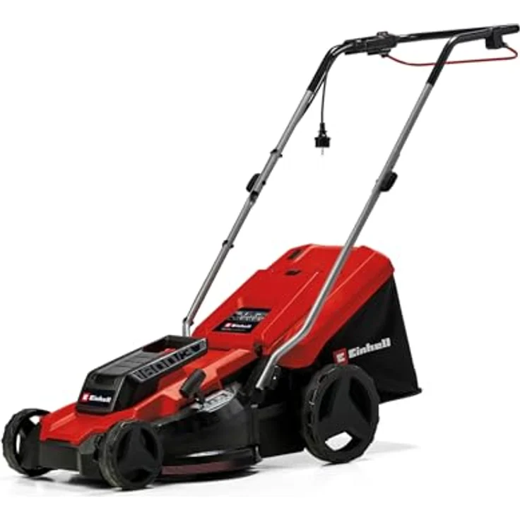Einhell Elektrorasenmäher GC-EM 1600/37, 37 cm Schnittbreite, 1600 W, Kunststoffgehäuse, ergonomischer Führungsholm, 5-stufige Schnitthöhenverstellung, Grasfangsack 38 Liter, schwarz – Bild 2