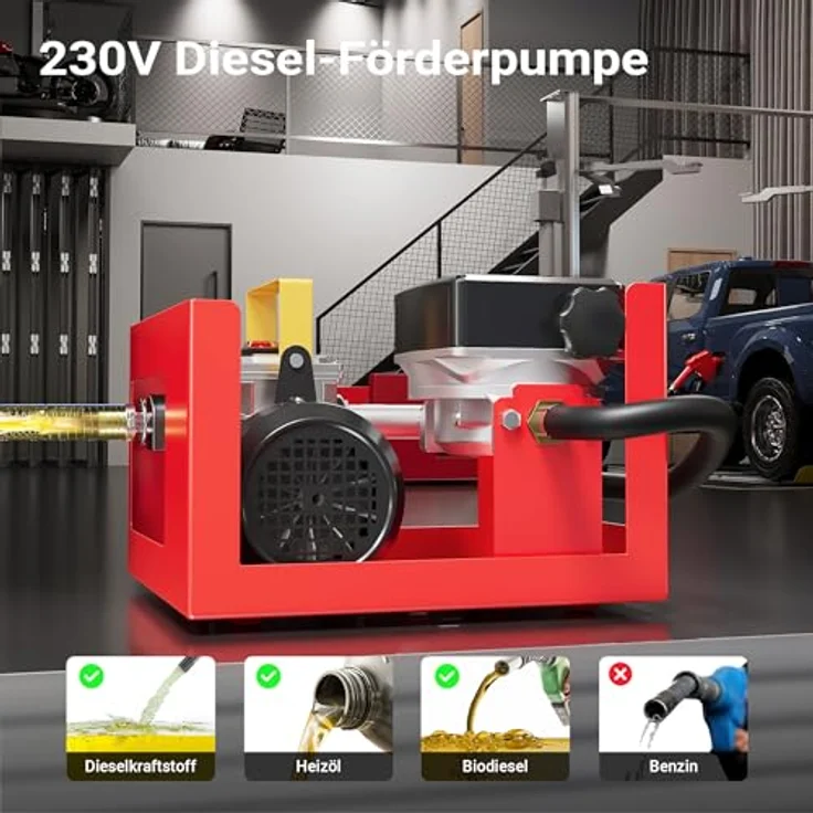 WilTec - Bio Dieselpumpe Heizölpumpe selbstansaugend 230V-550W 60l-min automatische Pistole Umfüllpumpe – Bild 2