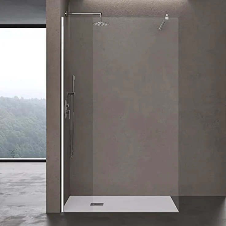 doporro Luxus Duschwand Duschabtrennung Bremen2K 70x200 Walk-In Dusche mit Stabilisator aus Echtglas 10mm ESG-Sicherheitsglas Klarglas inkl. Nanobeschichtung – Bild 2