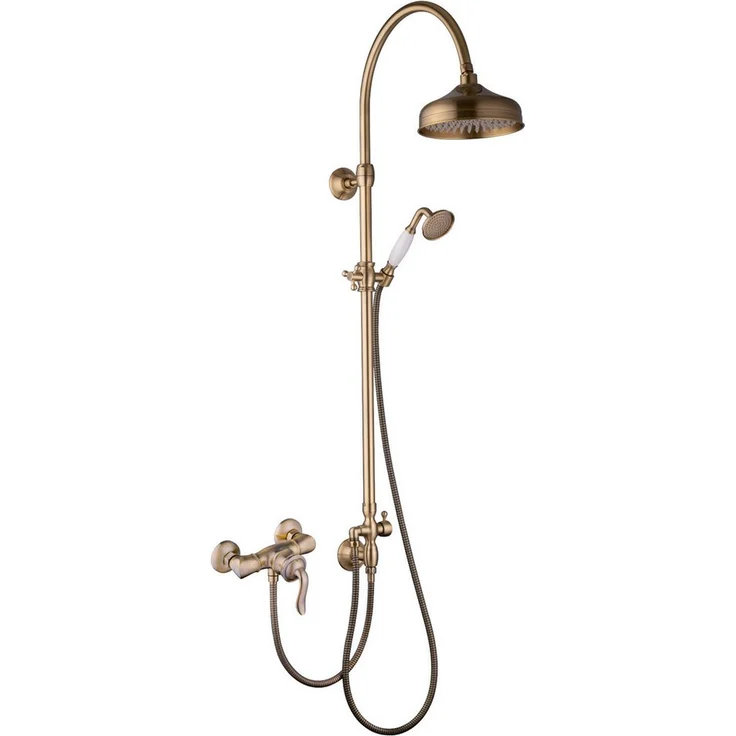 PaulGurkes Duscharmatur PGSET1CLASSIC-B, Massivmessing mit Hochwertiger Farboberfläche, 2-Wege Umsteller für Regendusche & Handbrause, Antikalkdüsen