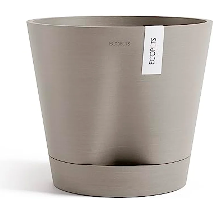 ECOPOTS Blumentopf Venice 2 mit Bewässerung Braun Grau - Durchmesser Ø 40 cm rund groß - Pflanzentopf aus Recycling Kunststoff - Übertopf mit Wasserversorgung modern für Indoor und Outdoor – Bild 1