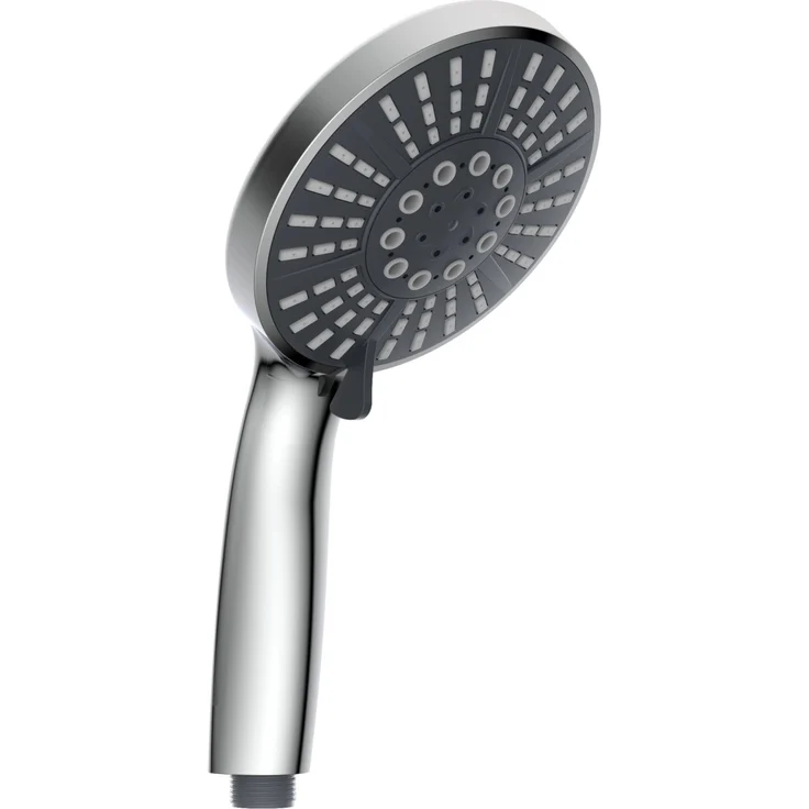 Schütte Handbrause Toscana II Chrom, elegante Duschbrause mit Antikalk-Noppen, 3 Strahlarten und Wasserstopp-Funktion