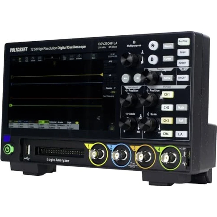 VOLTCRAFT DOV2504F LA Digital-Oszilloskop, 250MHz, 4-Kanal, 1.25 GSa/s, 100 Mpts, 12 Bit, 7-Zoll-Touchdisplay – Bild 3