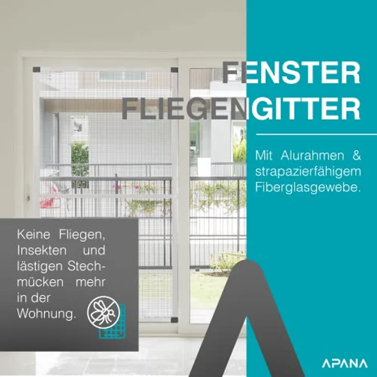 APANA - Fenster Fliegengitter mit Alurahmen & strapazierfähigem Fiberglasgewebe - Insektenschutz Fenster mit umlaufender Bürstendichtung - Fliegennetz Fenster Montage ohne Bohren (40x60cm | Anthrazit) – Bild 2