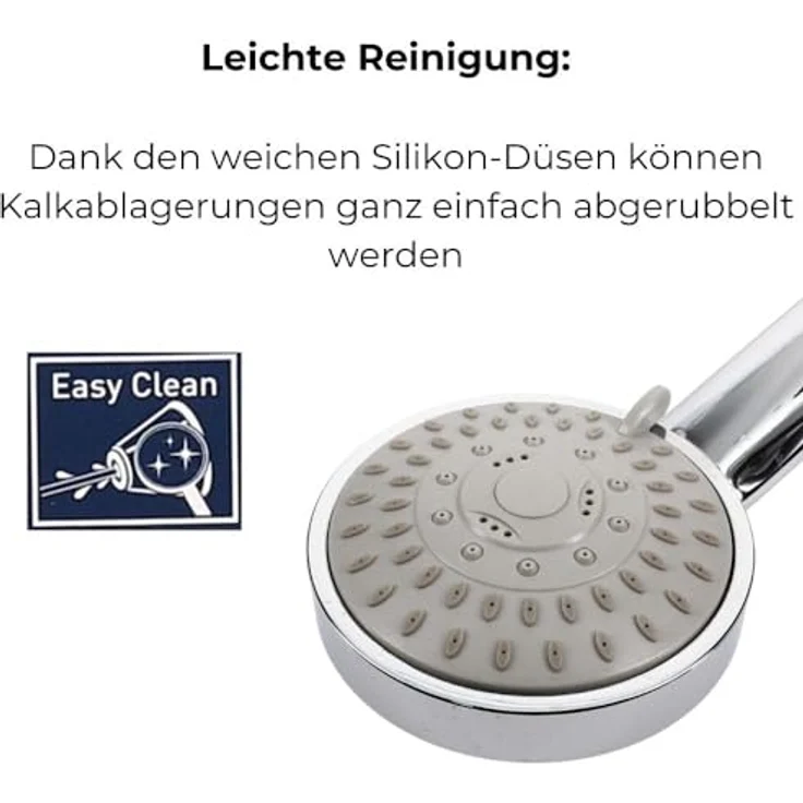 GarPet Handbrause Duschkopf 5 Funktion Duschbrause Wassersparender Brausekopf, Chromfarben – Bild 4