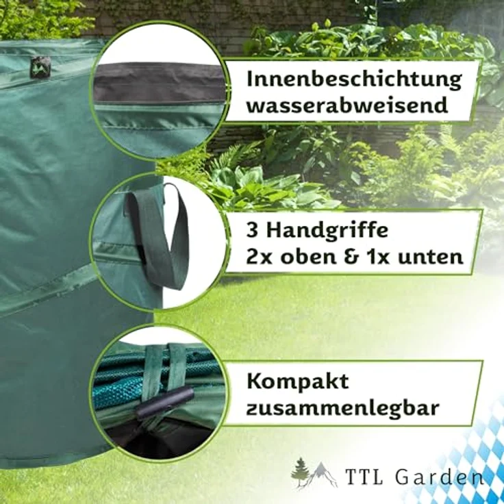 TTL Garden Pop Up Laubsäcke 3 x 120L, Gartensack, robuster Sack für Gartenabfall, Abfallsack faltbar – Bild 5