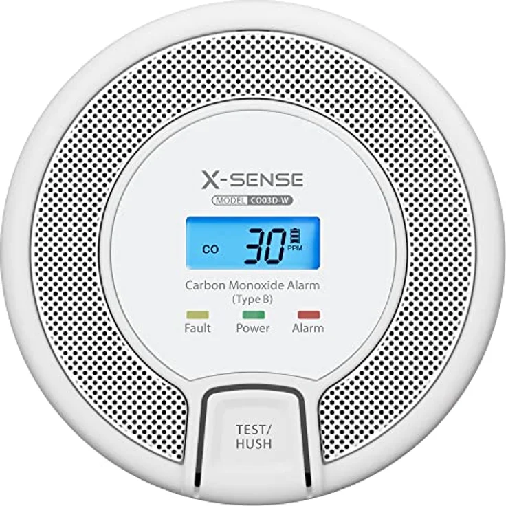 X-Sense CO03D-W, Vernetzbarer Kohlenmonoxidmelder mit Digitalanzeige, austauschbaren Batterien und TÜV Rheinland Zertifizierung nach EN 50291, 1er Set – Bild 1