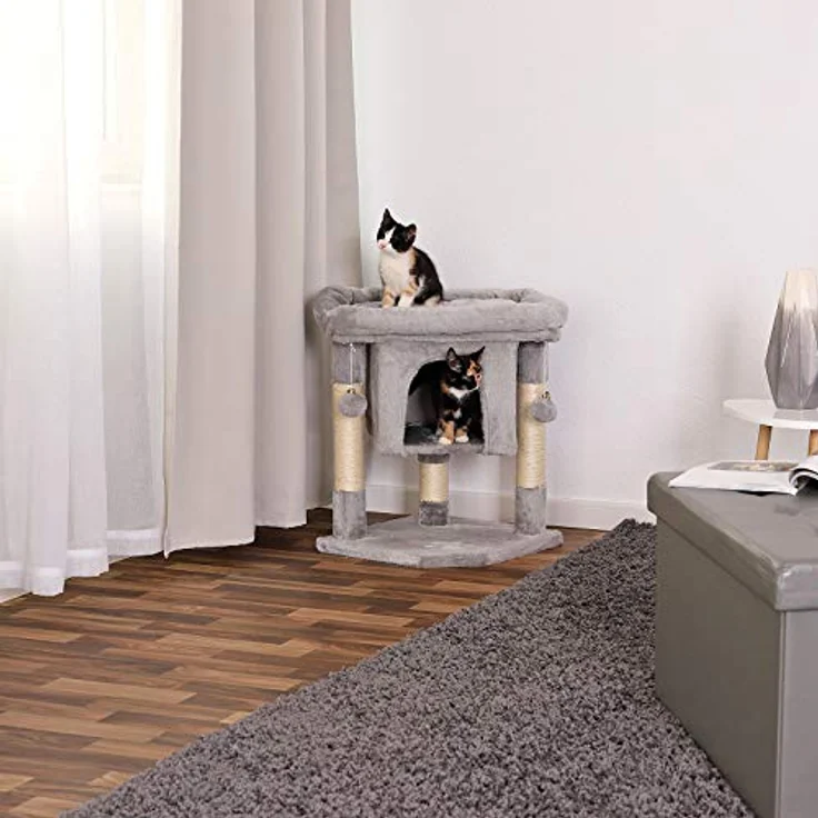 lionto Kratzbaum Kletterbaum Katzenkratzbaum Katzenbaum Höhe 60 cm, hellgrau – Bild 2