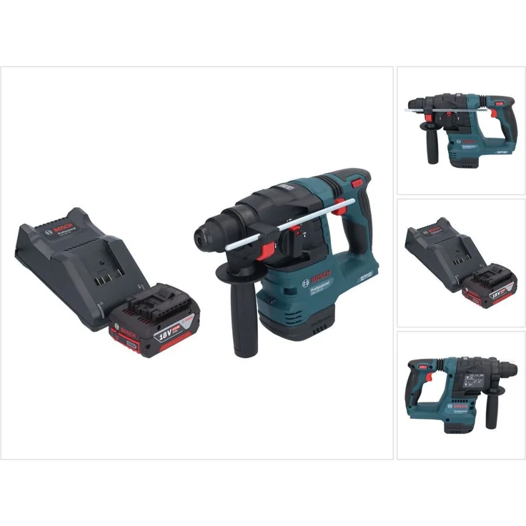 Bosch GBH 18V-22 Professional Akku Bohrhammer 18 V 1,9 J SDS Plus Brushless + 1x Akku 4,0 Ah + Ladegerät, kompaktes Design für müheloses Arbeiten