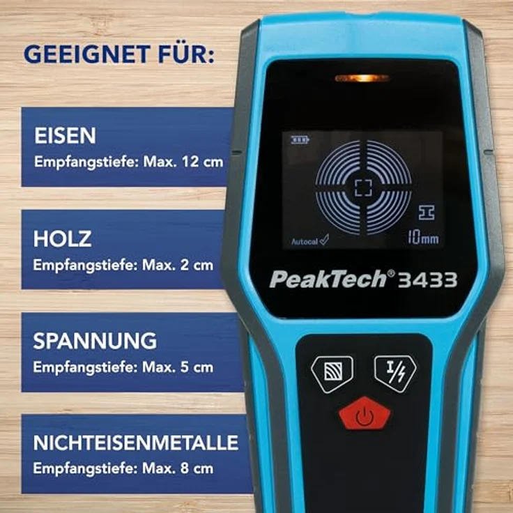 PeakTech Leitungsortungsgerät PeakTech P 3433: Digitaler Wandscanner, 1-tlg. mit invertierter LCD Anzeige - Preisvergleich – Bild 7