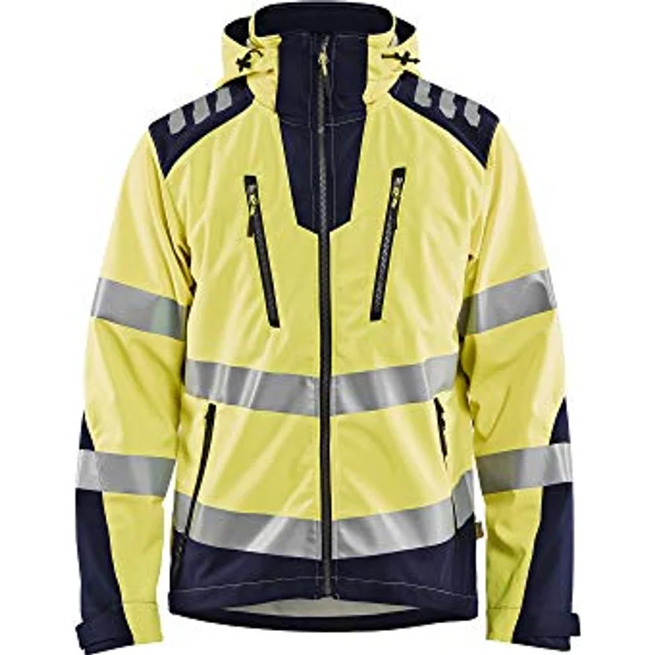 BLÅKLÄDER Warnschutz-Softshelljacke für Herren, Größe 3XL, Gelb/Marineblau, wasserdicht, winddicht, atmungsaktiv – Bild 1