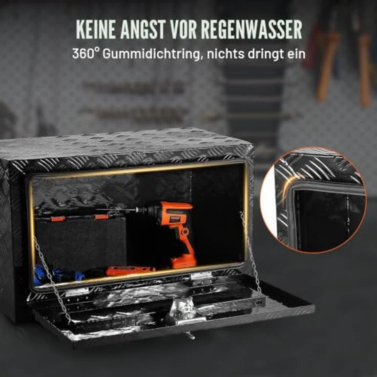VEVOR Truckbox Werkzeugbox, Aluminiumlegierung, 914 x 432 x 457 mm, abschließbare Unterboden-Anhängerbox, 40 kg belastbar, wasserdicht, kratzfest – Bild 5