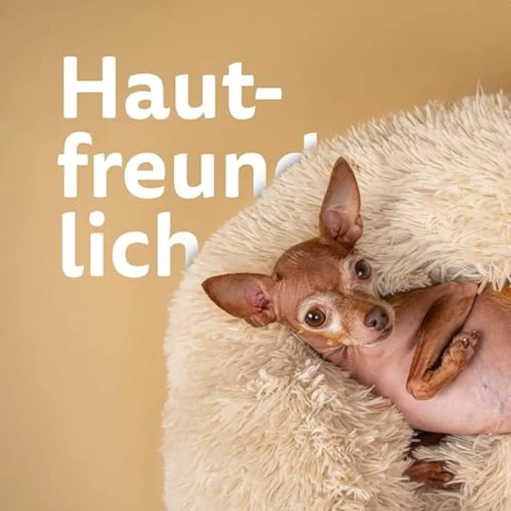 Haustierbett Fluffy Ø50cm (Beige) L - Hundekissen rund flauschig, rutschfest und waschbar - Hundebett Katzenbett Hunde & Katzen – Bild 4