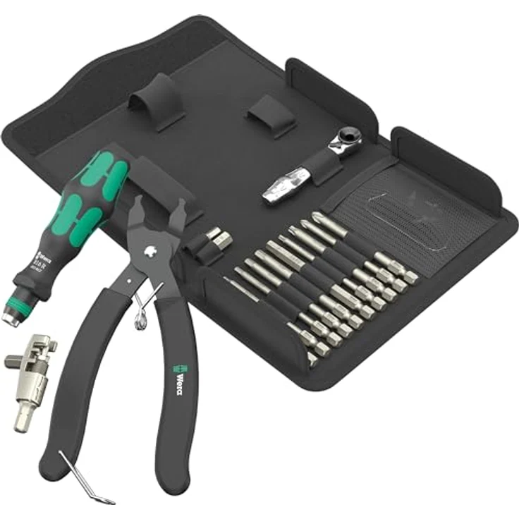 Wera 05136042001 9532 Kettennieter Werkstatt-Set, 20-teilig - Fahrrad-Werkstatt Werkzeug-Set, mit Bit-Ratsche und Kettenverschlussgliedzange - Preisvergleich – Bild 1